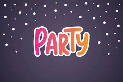 Colorful Party Text with Stars