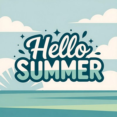 Hello Summer Text Illustration