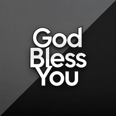 God Bless You text graphic