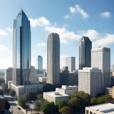 Atlanta skyline with tall skyscrapers