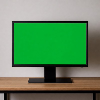 Black monitor with green screen