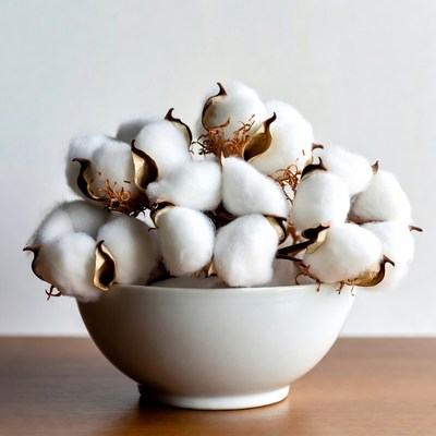 Cotton Bolls in White Bowl