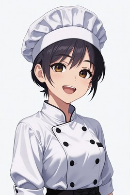 Anime girl chef smiling