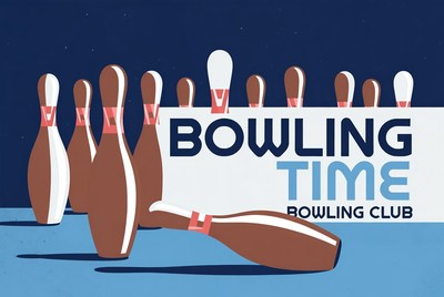 Bowling Pins and Bowling Time Illustration