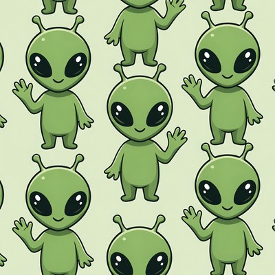 Cute green aliens waving pattern