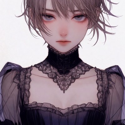 Anime girl in gothic lace dress