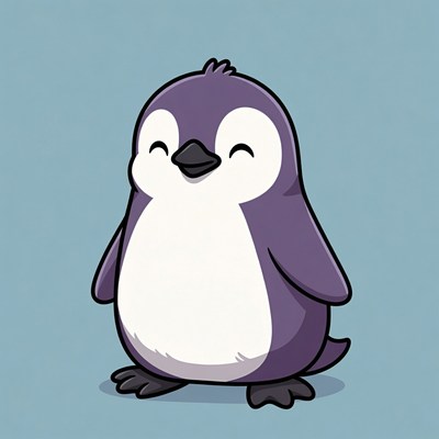 Cute smiling baby penguin illustration