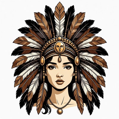 Asian woman in feather headdress