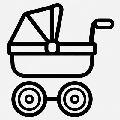 Baby Stroller Outline Illustration