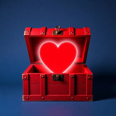 Open Treasure Chest with Glowing Heart
