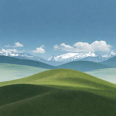 Green Hills and Snowy Mountains