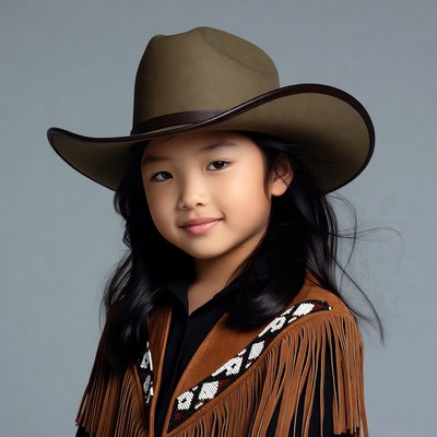 Asian girl in cowboy hat