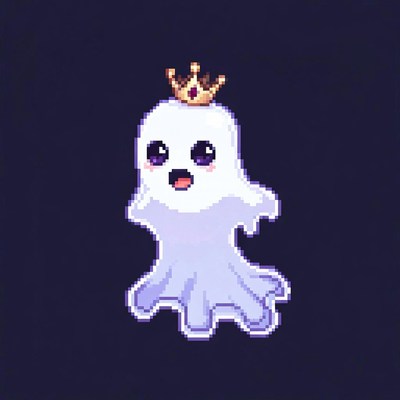 Crowned Cute Ghost Illustration