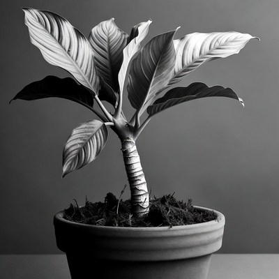 Black and White Potted Plant