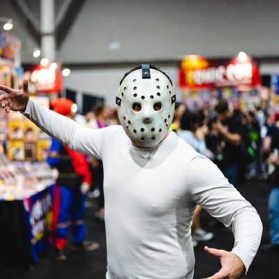 Jason Voorhees cosplayer at convention
