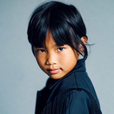 Asian girl in fringed jacket