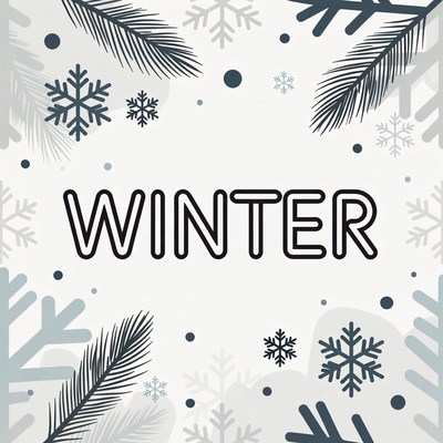 Winter Text with Snowflakes and Branches