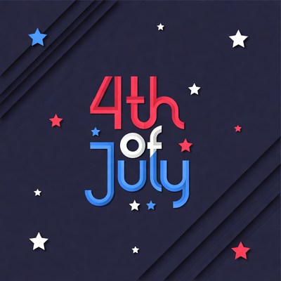 4th of July Text with Stars