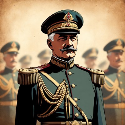 Elderly General with Officers