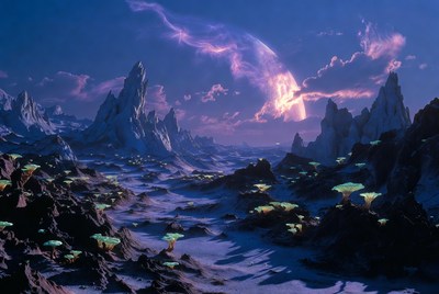 Alien Landscape with Jagged Peaks