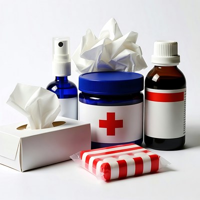 First Aid Kit Essentials on White Background