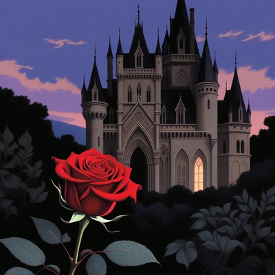 Red Rose Before Cinderella Castle