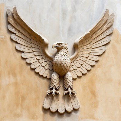 Carved Stone Eagle with Spread Wings