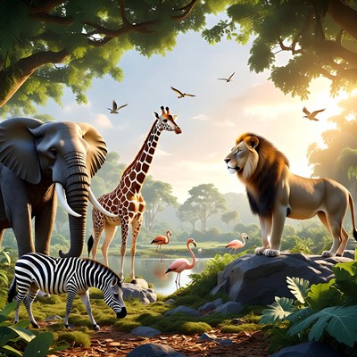 African Savanna Animals Illustration