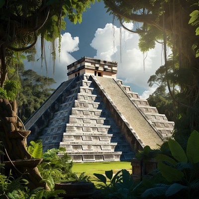 Mayan Pyramid in Jungle