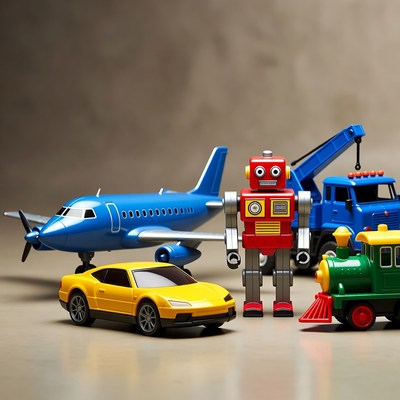 Colorful Toy Car Airplane Robot Truck Train