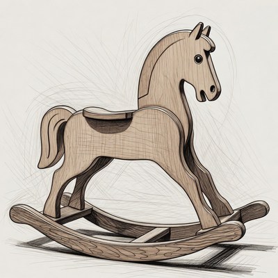 Wooden Rocking Horse Illustration