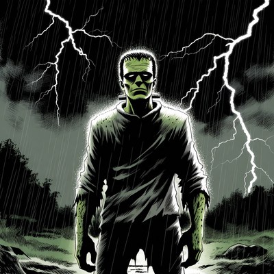 Frankenstein Monster in Lightning Storm