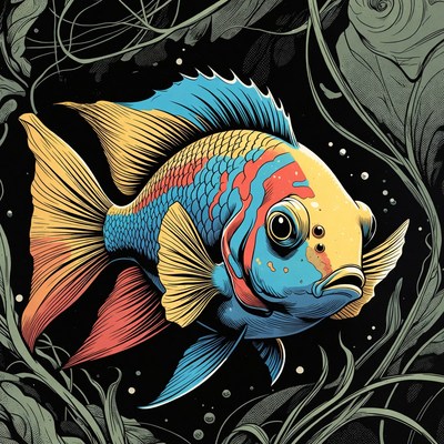 Colorful Angelfish in Aquatic Plants