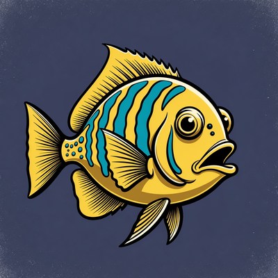 Yellow Tang Fish Illustration