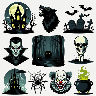 Halloween Horror Icons Illustration