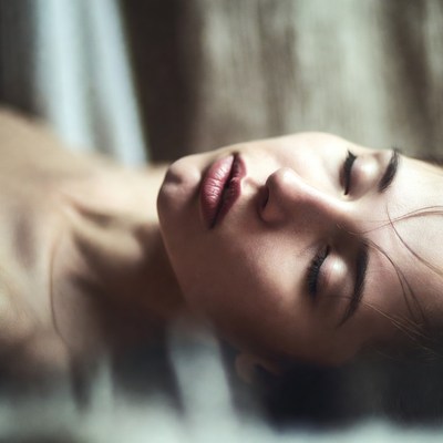 Closeup of woman with closed eyes