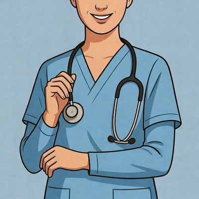 Asian nurse holding stethoscope