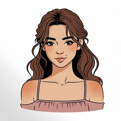 Anime girl with wavy brown hair