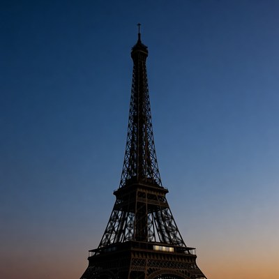 Eiffel Tower silhouette at dusk