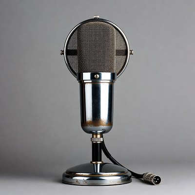 Vintage Silver Microphone on Stand