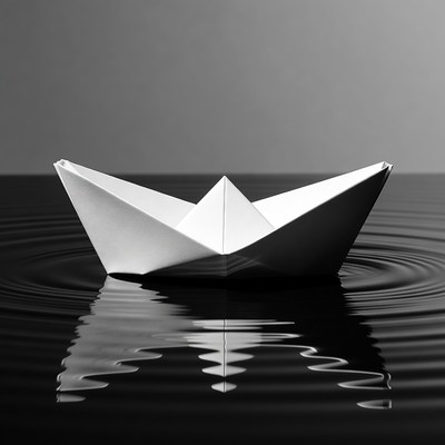 Paper Boat Floating on Water