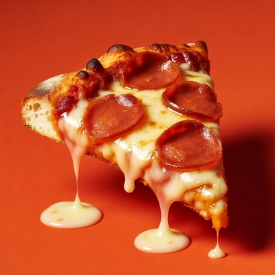 Pepperoni Pizza Slice Dripping Cheese