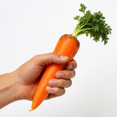 Hand holding fresh carrot
