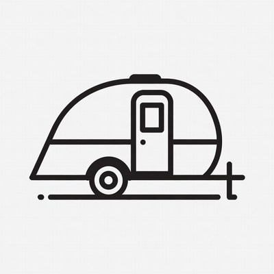 Line drawing teardrop camper trailer