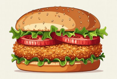 Chicken Burger with Lettuce and Tomato