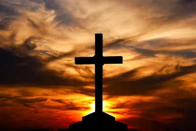 Silhouette Cross at Sunset
