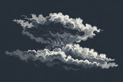 Mushroom cloud explosion illustration