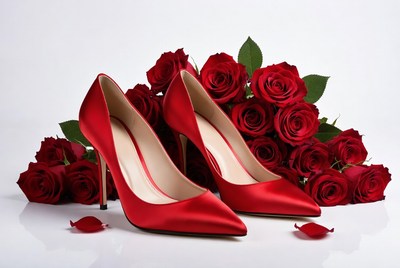 Red High Heels with Roses