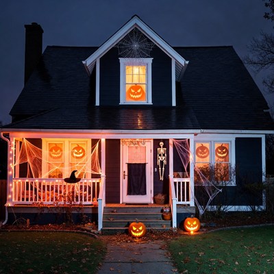 Spooky Halloween House with Decorations