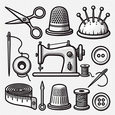 Sewing Tools Clipart Illustration